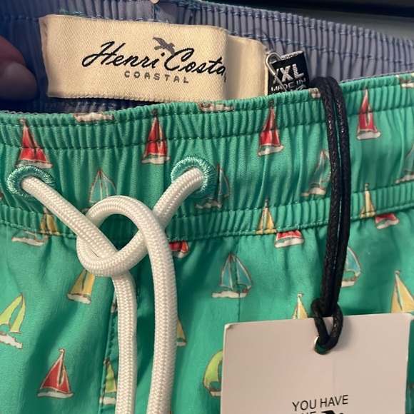 Henri Costa Costal XXL Hyannis Green Swim Short NWT Pockets - Picture 6 of 7